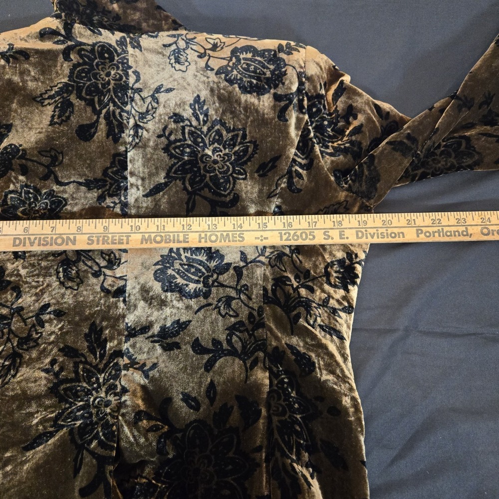 Vintage Spiegle Brown Velvet Burnout Blazer Size 10 - Picture 7 of 8
